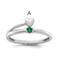 14k White Gold Heart with 1 Birthstone Mother's Ring Mounting-XMR106/1W