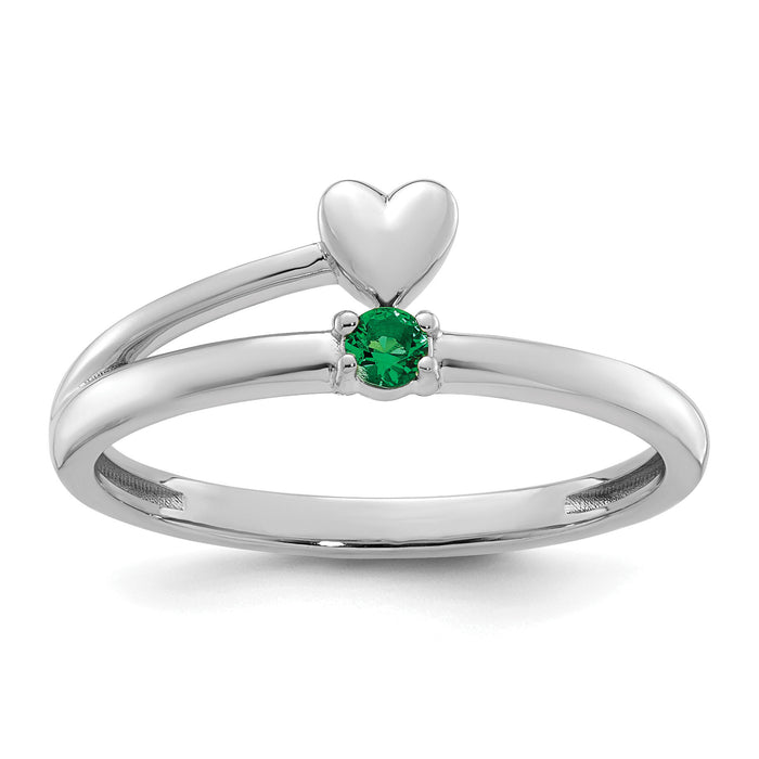 14k White Gold Heart with 1 Birthstone Mother's Ring Mounting-XMR106/1W