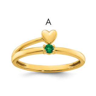 14k Heart with 1 Birthstone Mother's Ring Mounting-XMR106/1Y