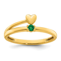 14k Heart with 1 Birthstone Mother's Ring Mounting-XMR106/1Y