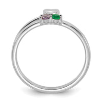 14k White Gold Heart with 2 Birthstone Mother's Ring Mounting-XMR106/2W