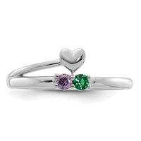14k White Gold Heart with 2 Birthstone Mother's Ring Mounting-XMR106/2W