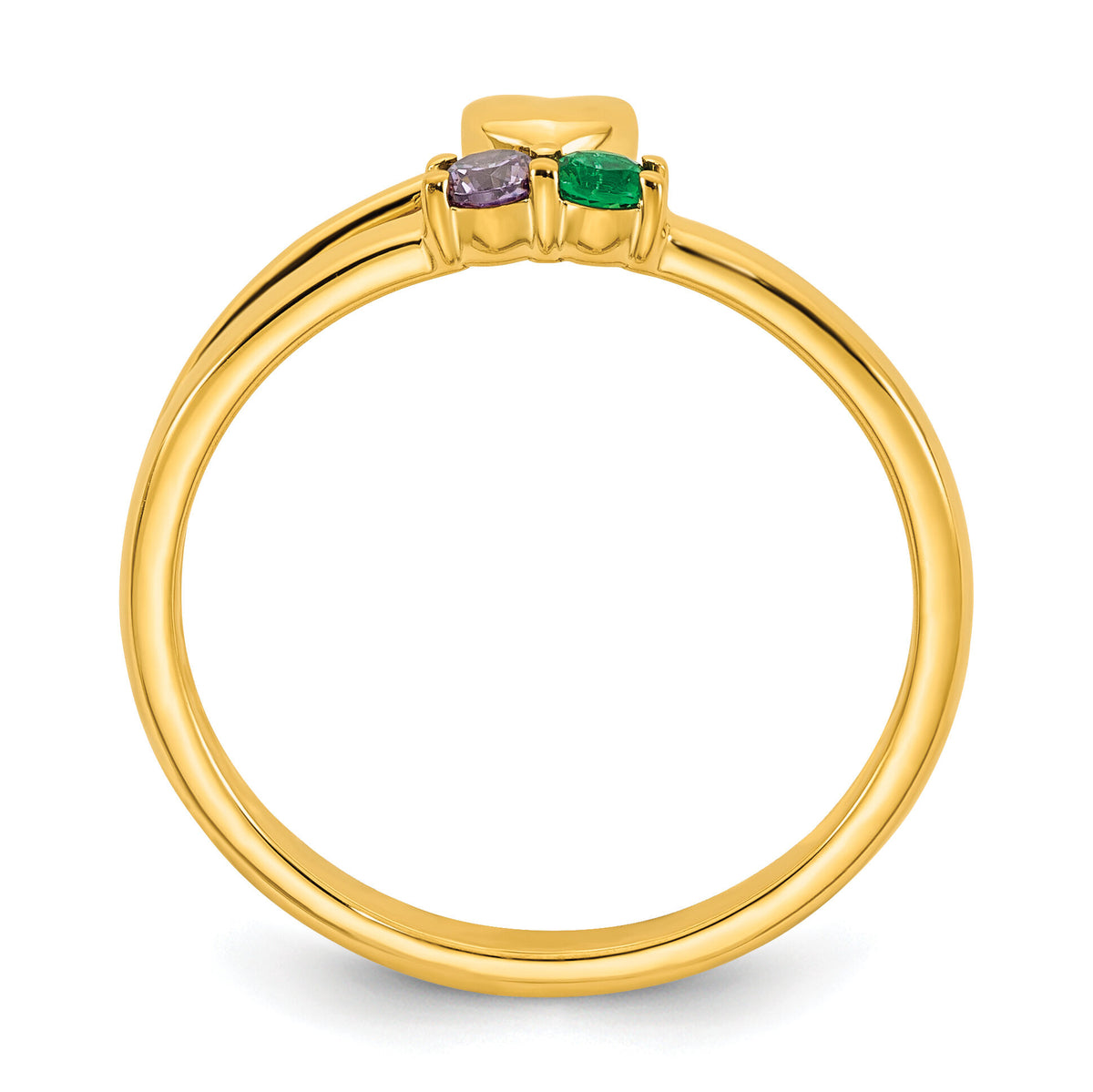 14k Heart with 2 Birthstone Mother's Ring Mounting-XMR106/2Y