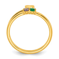 14k Heart with 2 Birthstone Mother's Ring Mounting-XMR106/2Y