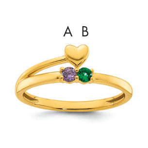 14k Heart with 2 Birthstone Mother's Ring Mounting-XMR106/2Y-7