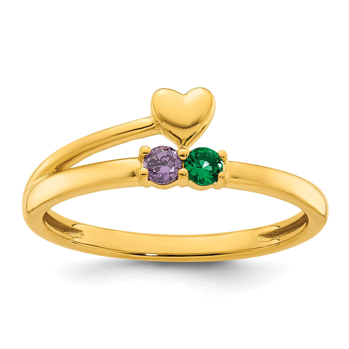 14k Heart with 2 Birthstone Mother's Ring Mounting-XMR106/2Y