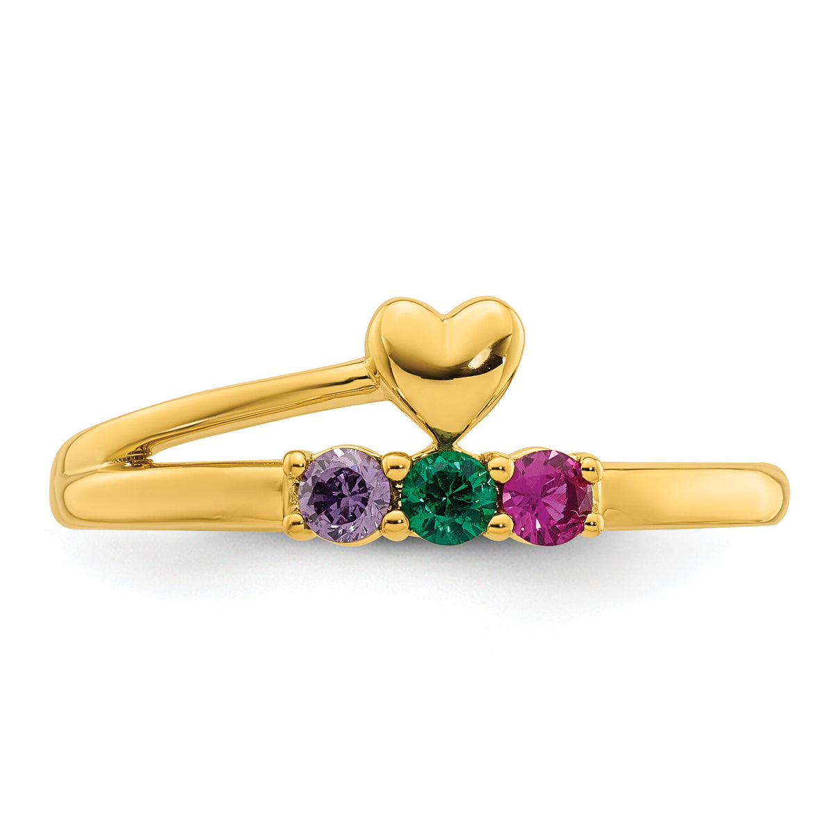 14k Heart with 3 Birthstone Mother's Ring Mounting-XMR106/3Y