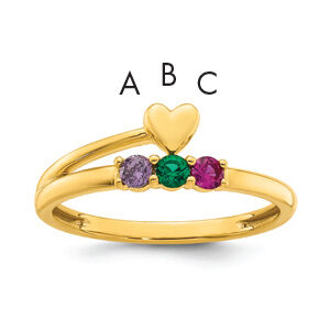 14k Heart with 3 Birthstone Mother's Ring Mounting-XMR106/3Y