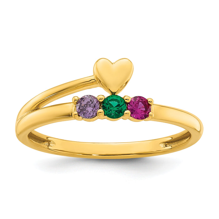 14k Heart with 3 Birthstone Mother's Ring Mounting-XMR106/3Y