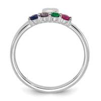 14k White Gold Heart with 4 Birthstone Mother's Ring Mounting-XMR106/4W