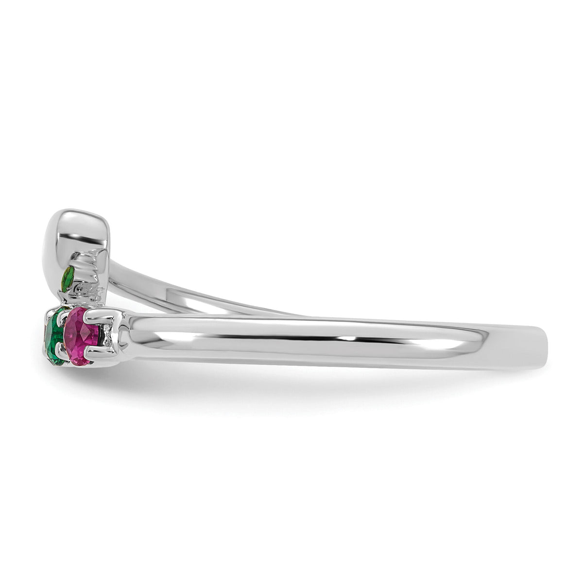 14k White Gold Heart with 4 Birthstone Mother's Ring Mounting-XMR106/4W