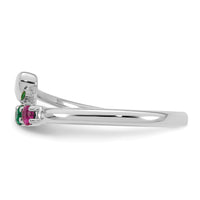 14k White Gold Heart with 4 Birthstone Mother's Ring Mounting-XMR106/4W