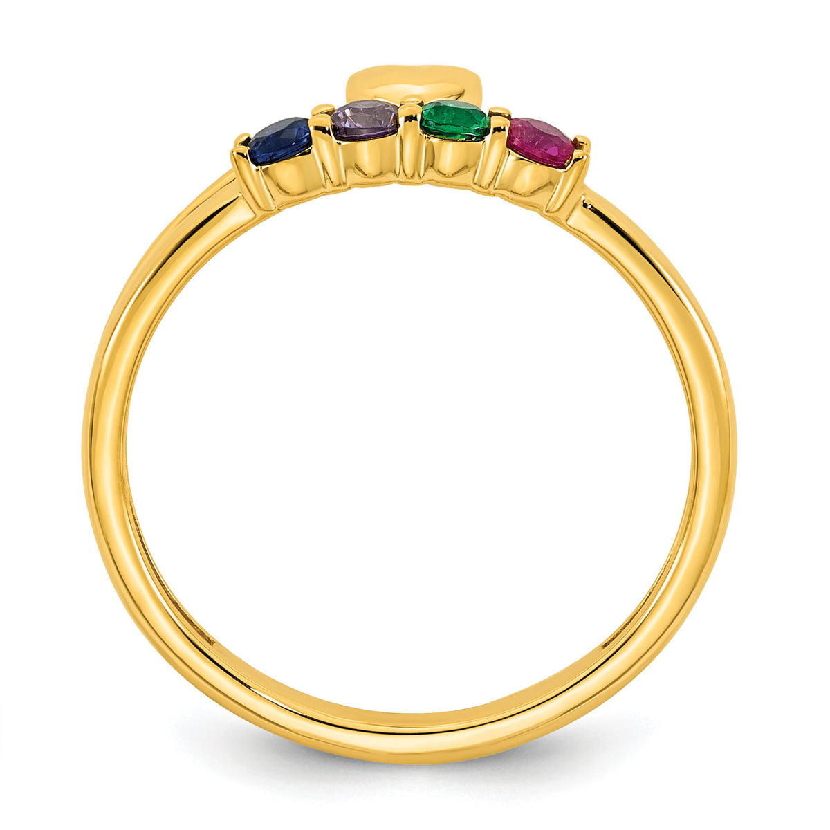14k Heart with 4 Birthstone Mother's Ring Mounting-XMR106/4Y