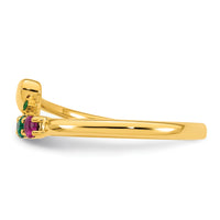 14k Heart with 4 Birthstone Mother's Ring Mounting-XMR106/4Y