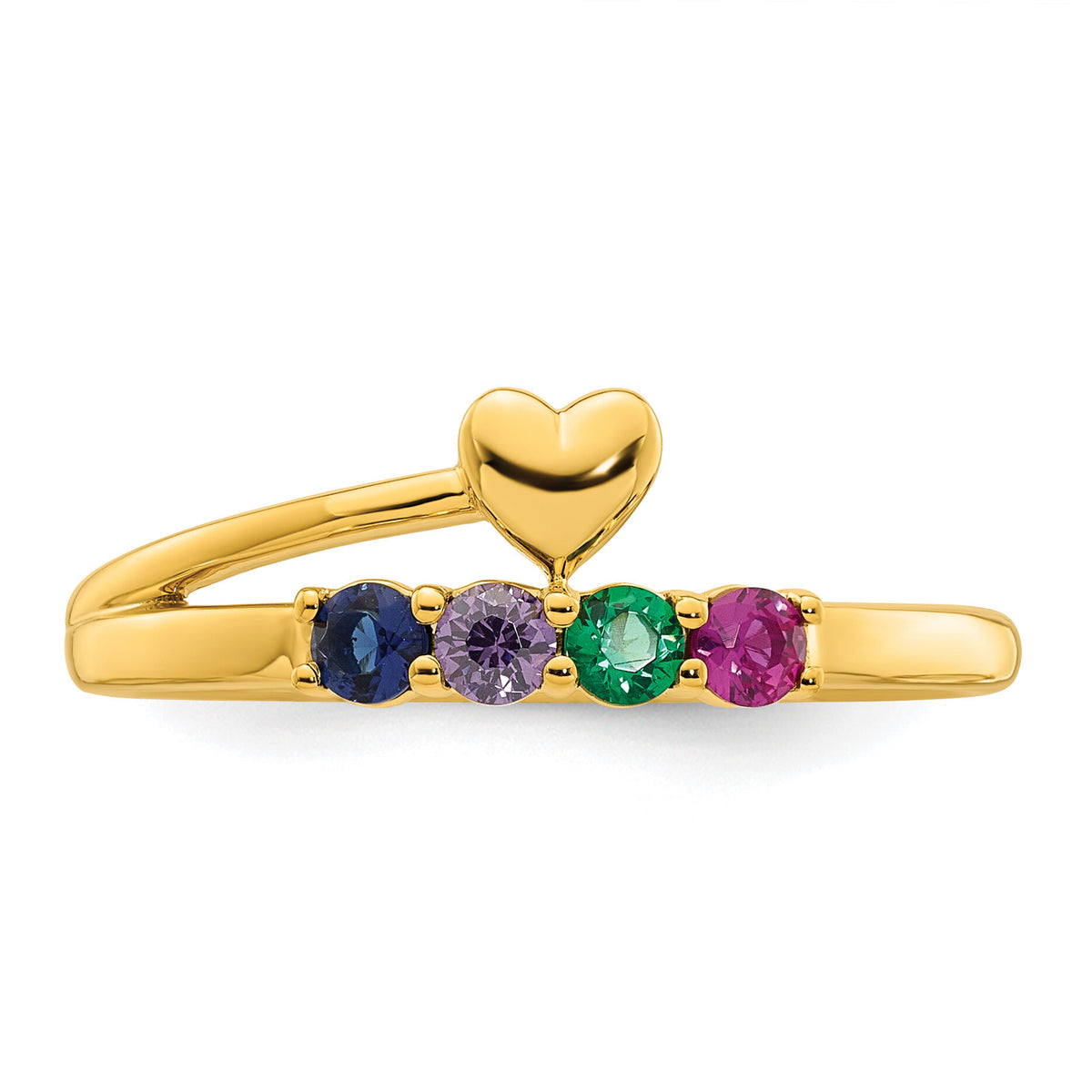 14k Heart with 4 Birthstone Mother's Ring Mounting-XMR106/4Y