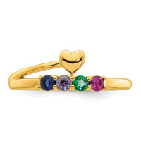 14k Heart with 4 Birthstone Mother's Ring Mounting-XMR106/4Y