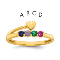 14k Heart with 4 Birthstone Mother's Ring Mounting-XMR106/4Y
