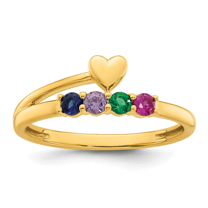 14k Heart with 4 Birthstone Mother's Ring Mounting-XMR106/4Y