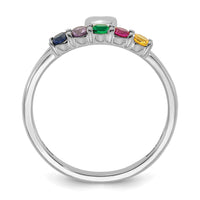 14k White Gold Heart with 5 Birthstone Mother's Ring Mounting-XMR106/5W