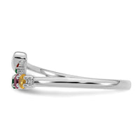 14k White Gold Heart with 5 Birthstone Mother's Ring Mounting-XMR106/5W