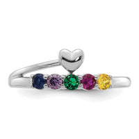 14k White Gold Heart with 5 Birthstone Mother's Ring Mounting-XMR106/5W
