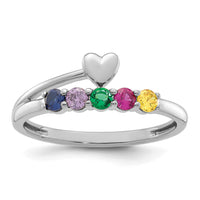 14k White Gold Heart with 5 Birthstone Mother's Ring Mounting-XMR106/5W