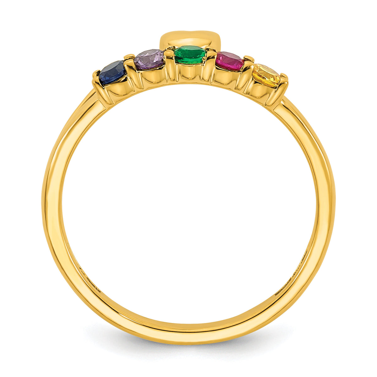 14k Heart with 5 Birthstone Mother's Ring Mounting-XMR106/5Y