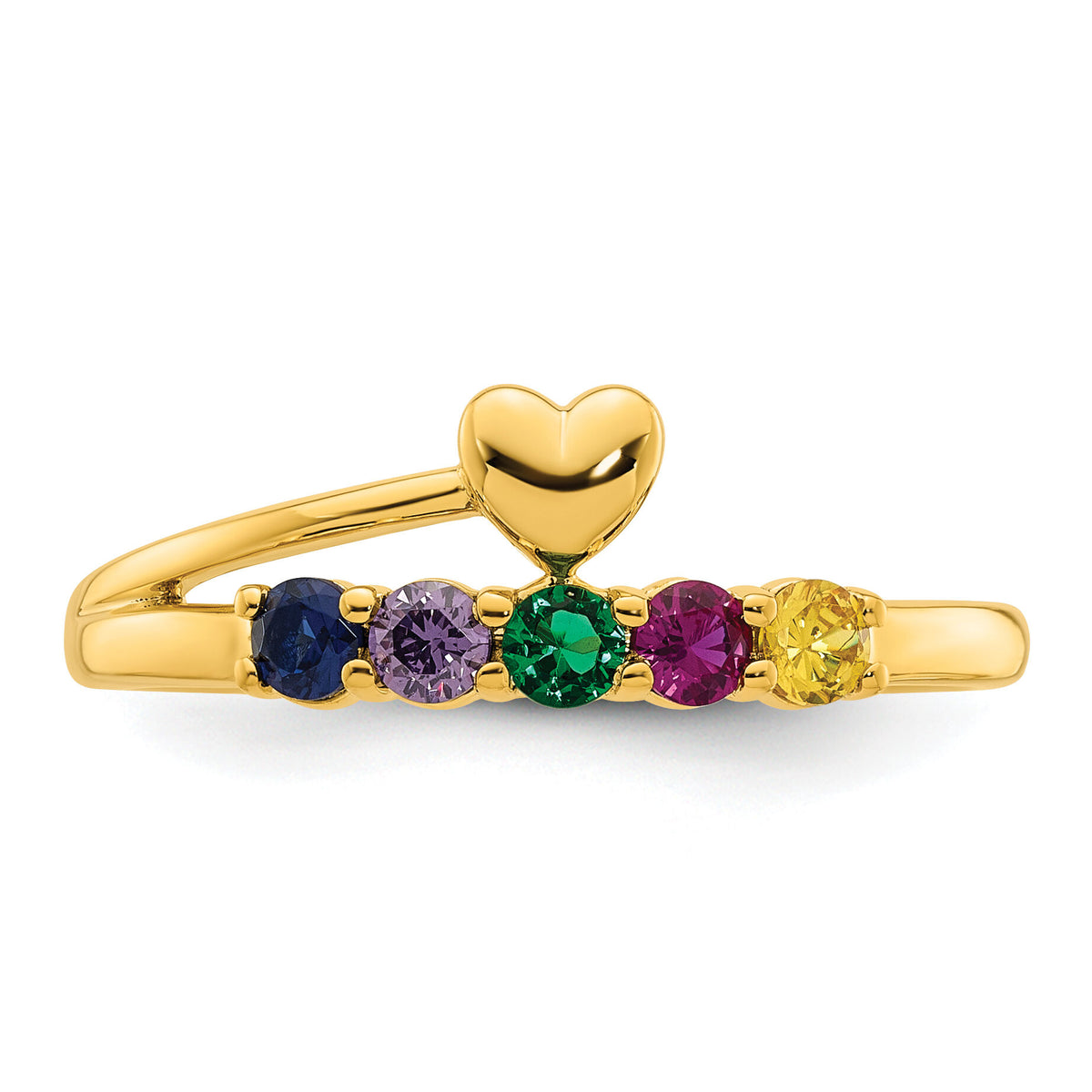 14k Heart with 5 Birthstone Mother's Ring Mounting-XMR106/5Y