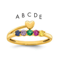14k Heart with 5 Birthstone Mother's Ring Mounting-XMR106/5Y