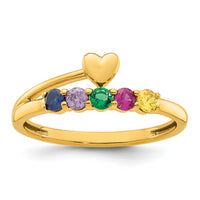 14k Heart with 5 Birthstone Mother's Ring Mounting-XMR106/5Y