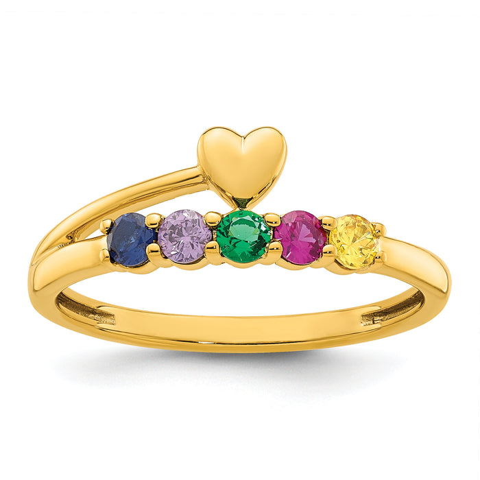 14k Heart with 5 Birthstone Mother's Ring Mounting-XMR106/5Y