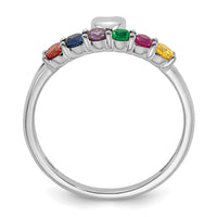 14k White Gold Heart with 6 Birthstone Mother's Ring Mounting-XMR106/6W