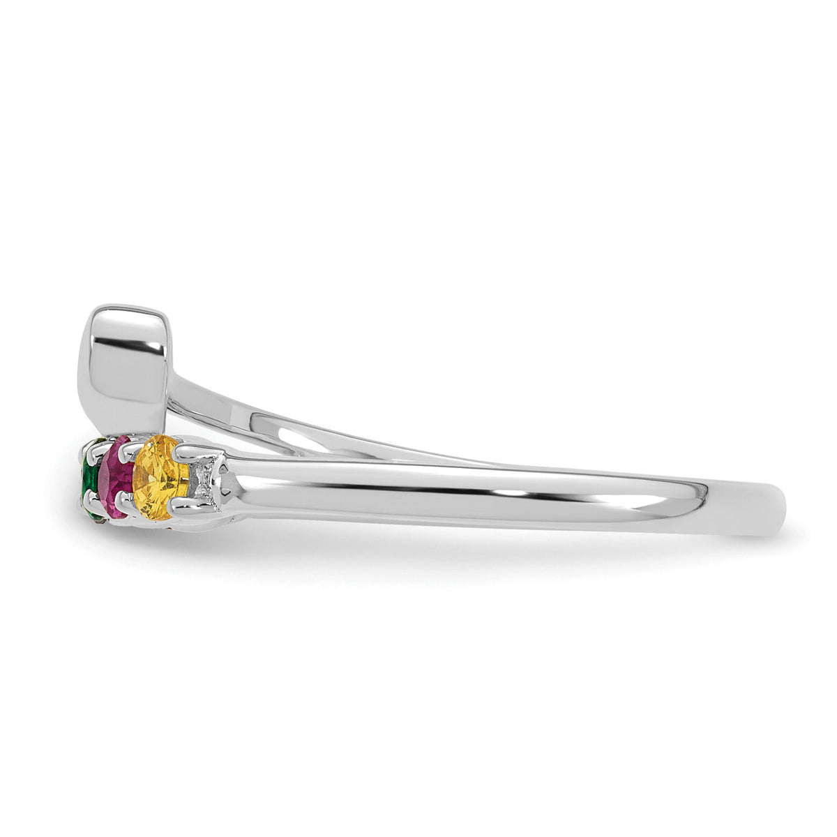 14k White Gold Heart with 6 Birthstone Mother's Ring Mounting-XMR106/6W