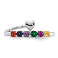 14k White Gold Heart with 6 Birthstone Mother's Ring Mounting-XMR106/6W