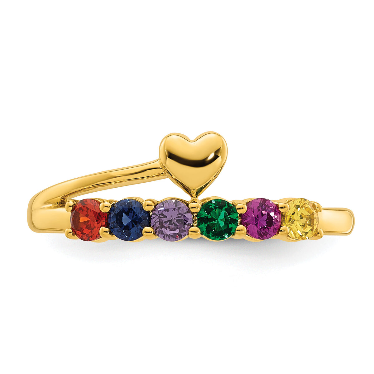 14k Heart with 6 Birthstone Mother's Ring Mounting-XMR106/6Y