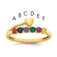 14k Heart with 6 Birthstone Mother's Ring Mounting-XMR106/6Y
