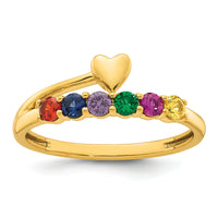 14k Heart with 6 Birthstone Mother's Ring Mounting-XMR106/6Y