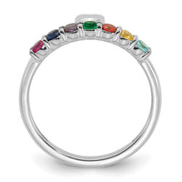 14k White Gold Heart with 7 Birthstone Mother's Ring Mounting-XMR106/7W