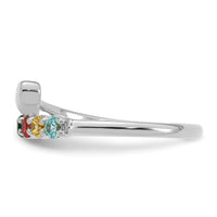 14k White Gold Heart with 7 Birthstone Mother's Ring Mounting-XMR106/7W