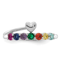 14k White Gold Heart with 7 Birthstone Mother's Ring Mounting-XMR106/7W