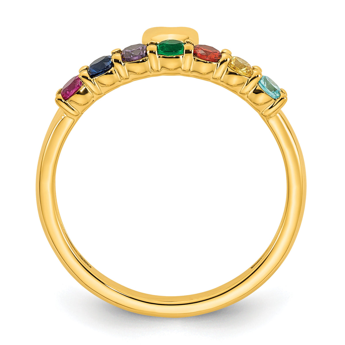 14k Heart with 7 Birthstone Mother's Ring Mounting-XMR106/7Y