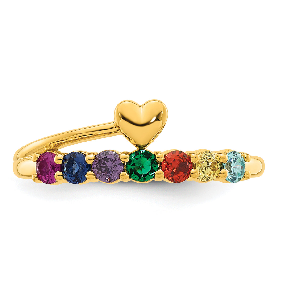 14k Heart with 7 Birthstone Mother's Ring Mounting-XMR106/7Y