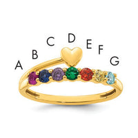 14k Heart with 7 Birthstone Mother's Ring Mounting-XMR106/7Y