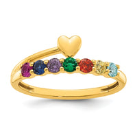 14k Heart with 7 Birthstone Mother's Ring Mounting-XMR106/7Y