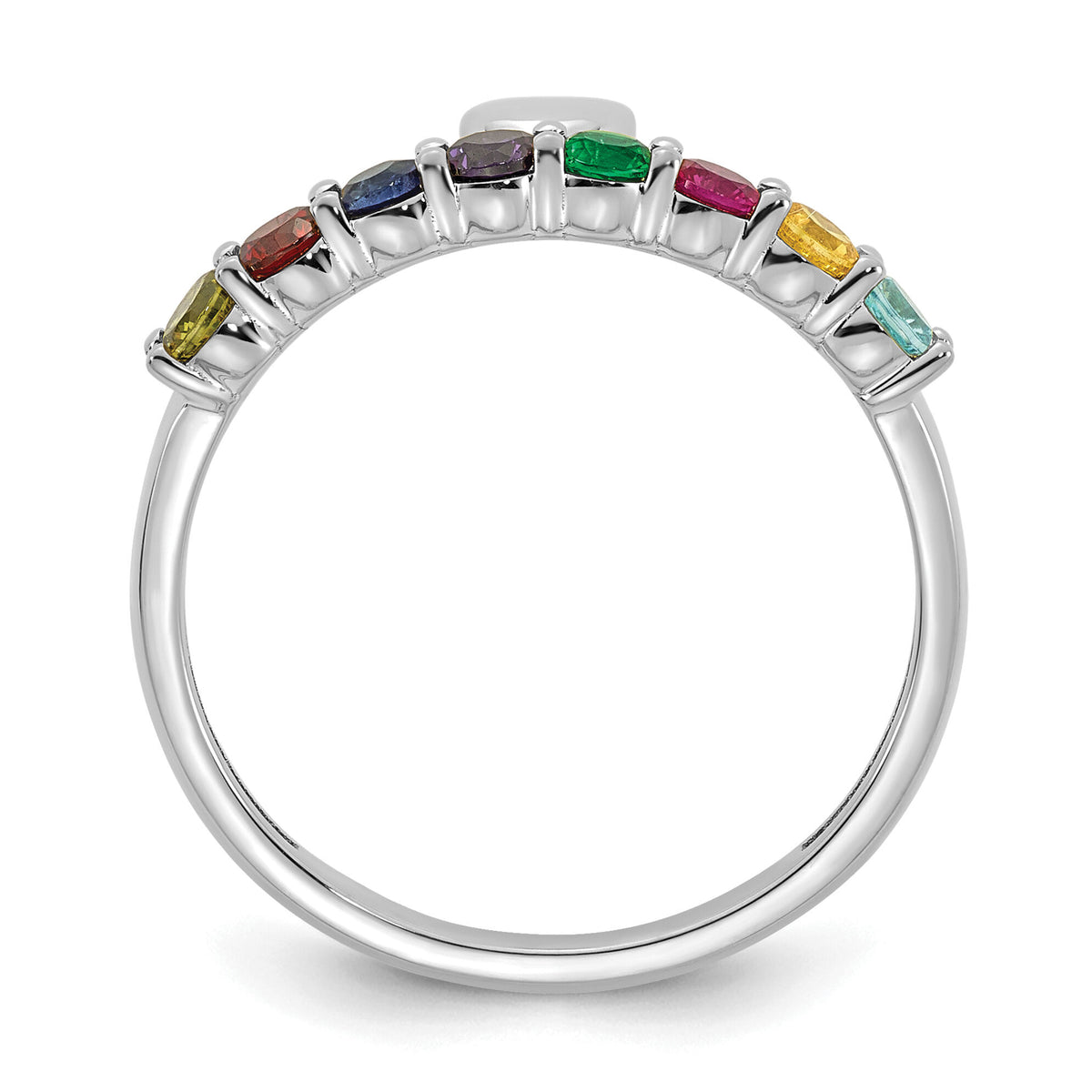 14k White Gold Heart with 8 Birthstone Mother's Ring Mounting-XMR106/8W