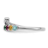 14k White Gold Heart with 8 Birthstone Mother's Ring Mounting-XMR106/8W