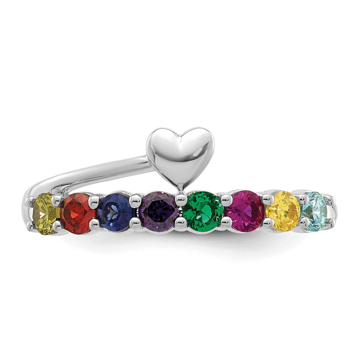 14k White Gold Heart with 8 Birthstone Mother's Ring Mounting-XMR106/8W