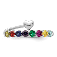 14k White Gold Heart with 8 Birthstone Mother's Ring Mounting-XMR106/8W