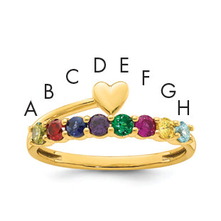 14k Heart with 8 Birthstone Mother's Ring Mounting-XMR106/8Y-7