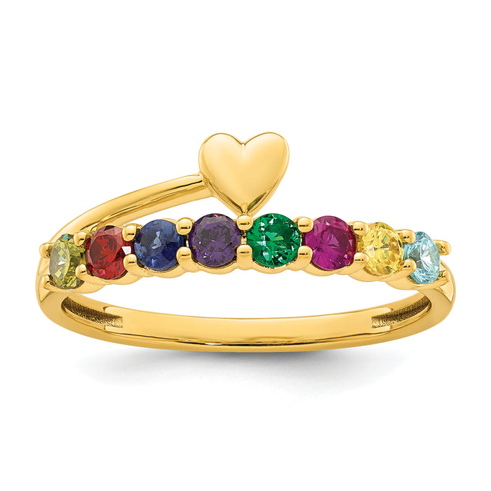 14k Heart with 8 Birthstone Mother's Ring Mounting-XMR106/8Y
